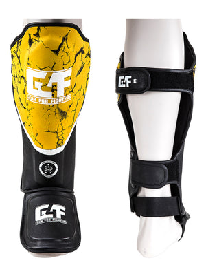 G4F Kick Boxing Yellow Leather Knee Pad Protector