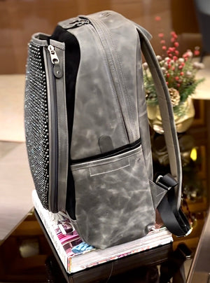 Joya Space Italian Leather Tennis Backpack with Swarovski Stones 