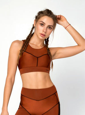 irobotic Claret Red Cinnamon Fitness Bustier Bra