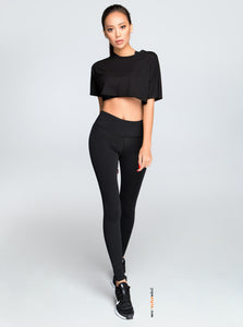 Crop Top Göbeği Açık Siyah Kadın Tişörtü