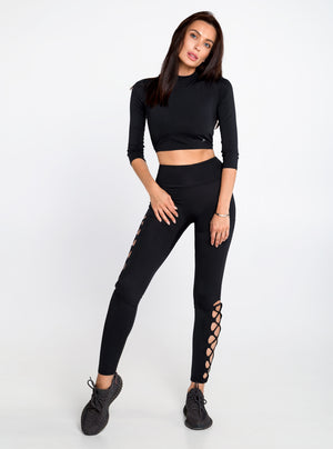Joya Gia Long Sleeve Black Openback T-Shirt