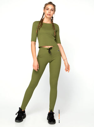 Jogger Women's Pants Leggings | Khaki Green Super Soft Fabric