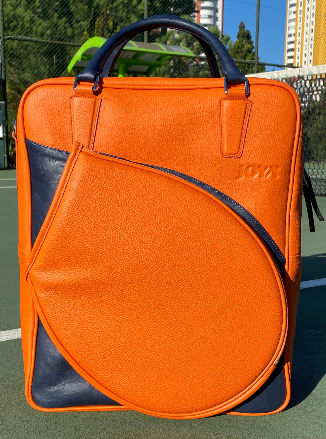 Joya Art XL Leather Orange 3 Racket Capacity Tennis Bag 