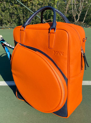 Joya Art XL Leather Orange 3 Racket Capacity Tennis Bag 