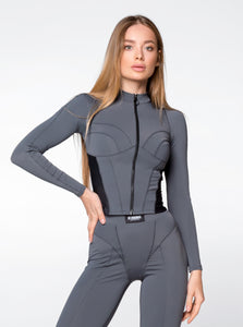 Df Long Sleeve Gray Women's Fitness Sport Rashguard Jacket