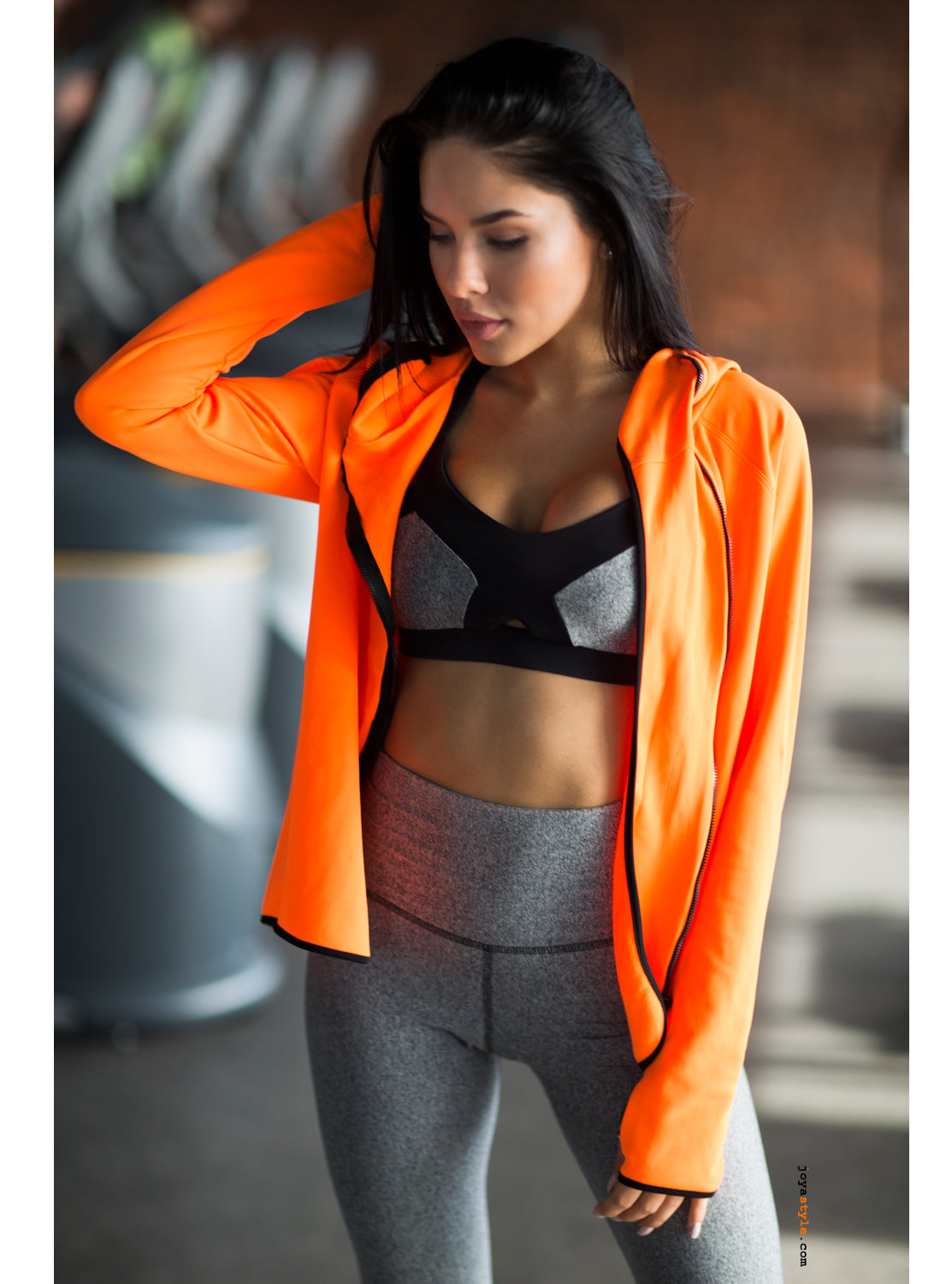 Orange Hooded Waterproof Sports Jacket