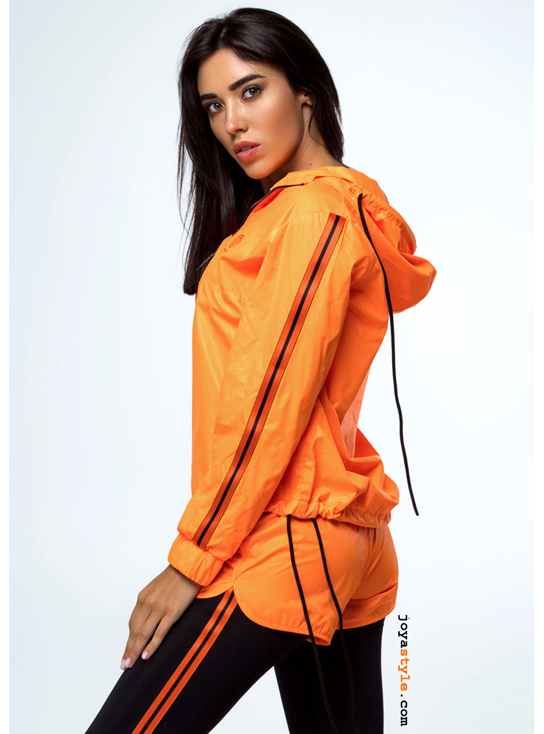 Women's Hooded Orange Raincoat Windbreaker
