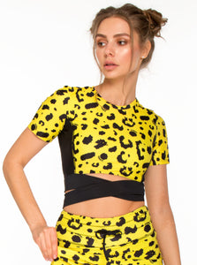 Leopard Pattern Open Rib Tshirt T-Shirt