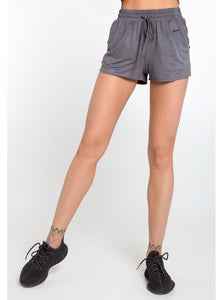 Soft Suede Fabric Gray Women's Sports Shorts