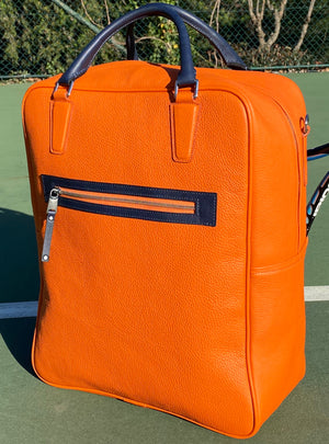 Joya Art XL Leather Orange 3 Racket Capacity Tennis Bag 